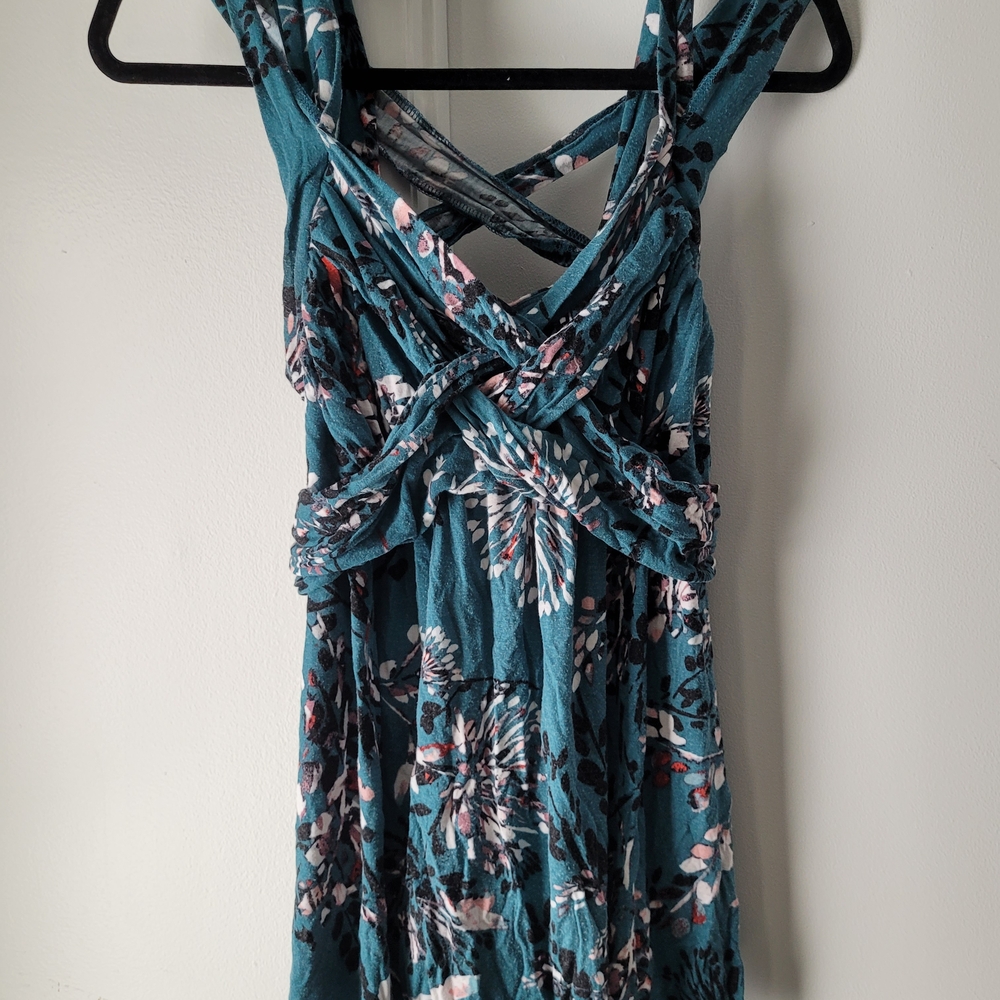 Motherhood Strapless Floral Dress in Teal and Pink